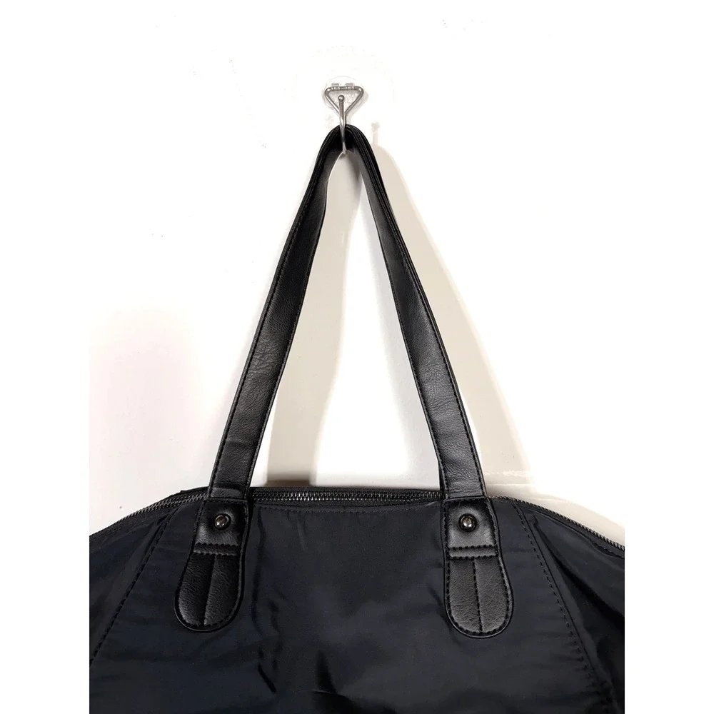 Fabletics Pivot Tote Navy/Black Nylon Faux Leather Tote Bag